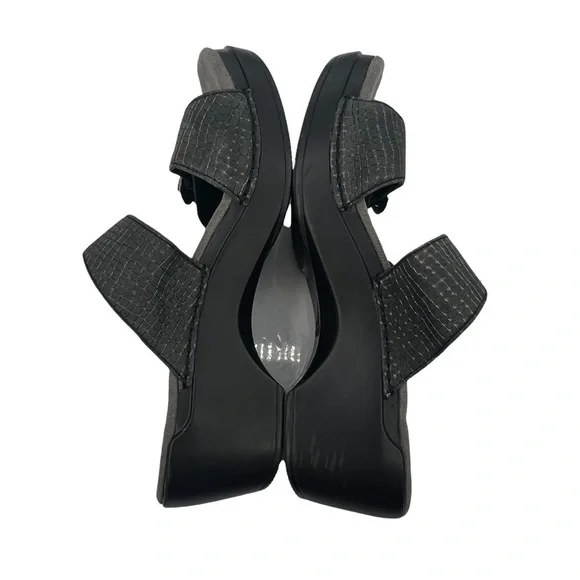 Dansko Sophie Pewter Black Leather Chunk Heel Slide Sandals Size 38 Women's - Picture 5 of 9